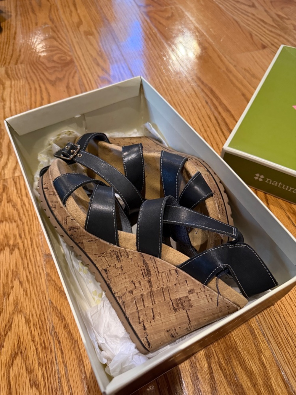 Dr. Scholl's Black Cork Wedge Sandals